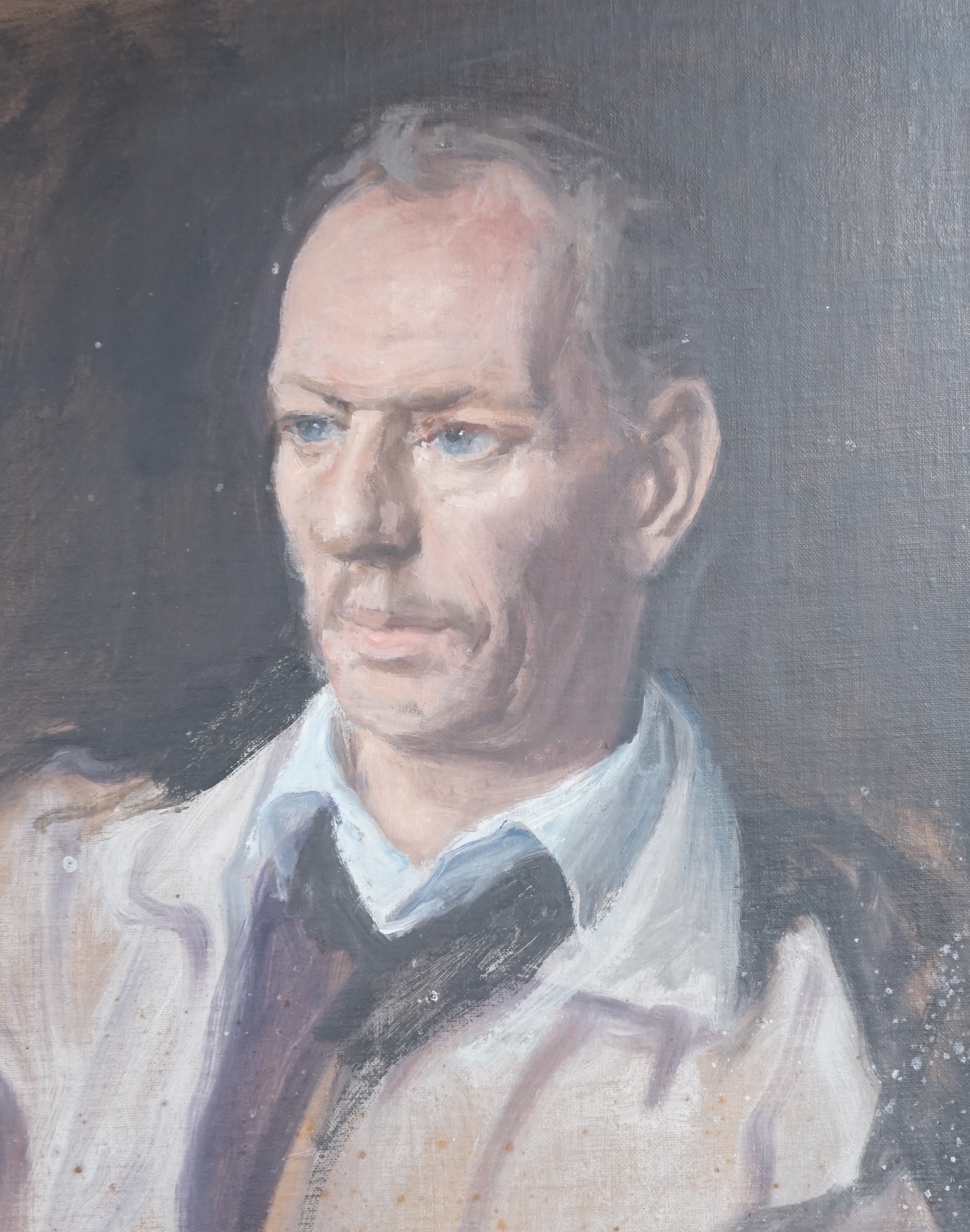 20th century, oil on board, Head and shoulders portrait of a man, unsigned, 49.5 x 39cm. Condition - fair